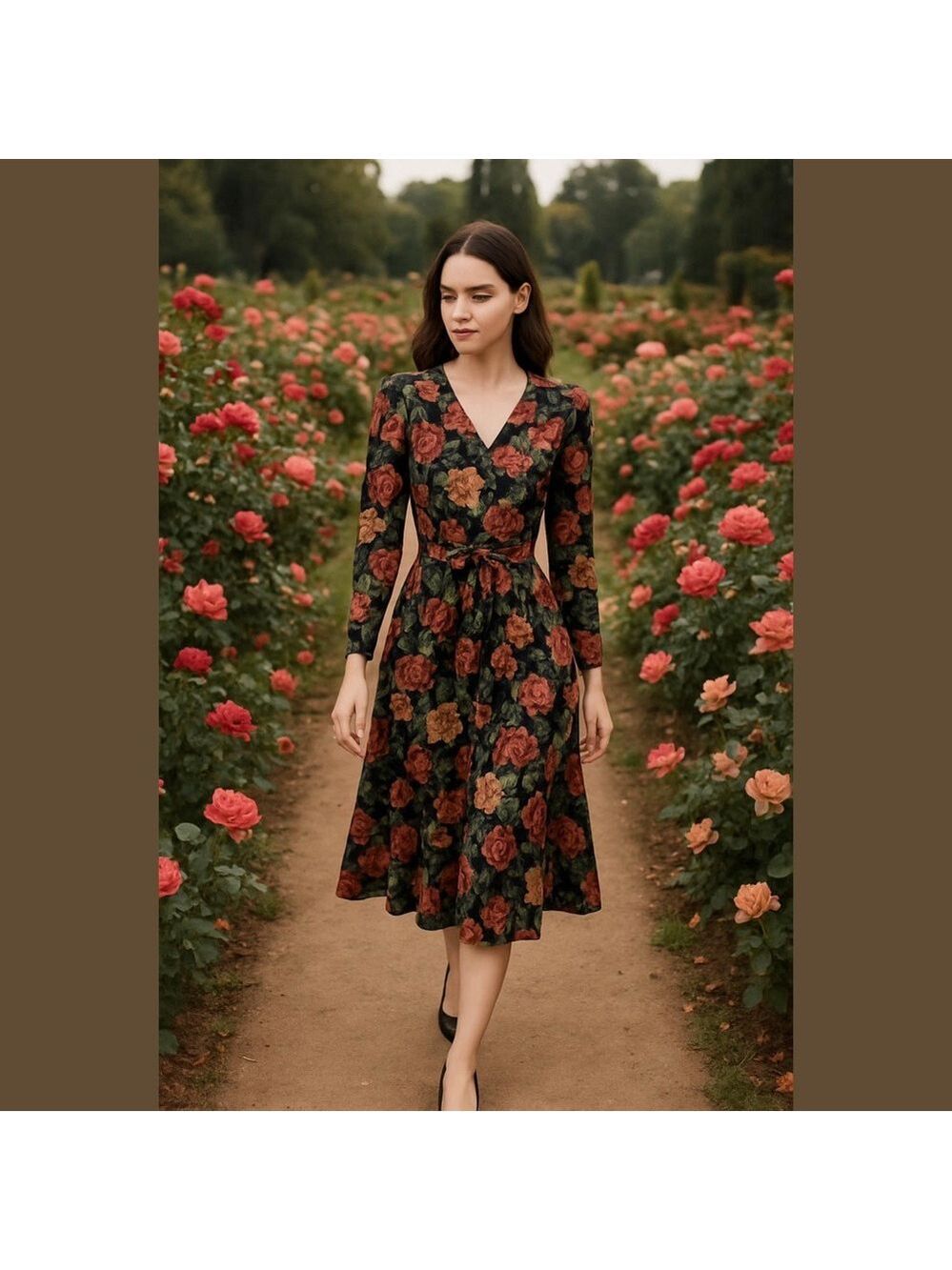 Vintage Floral Dress Rose Garden Print cottagecore granny